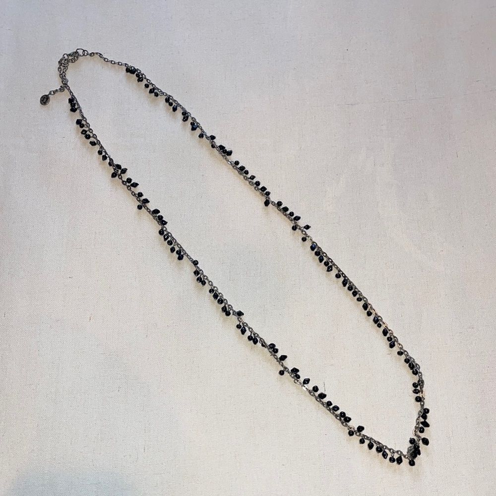 Silver necklace with Black beads